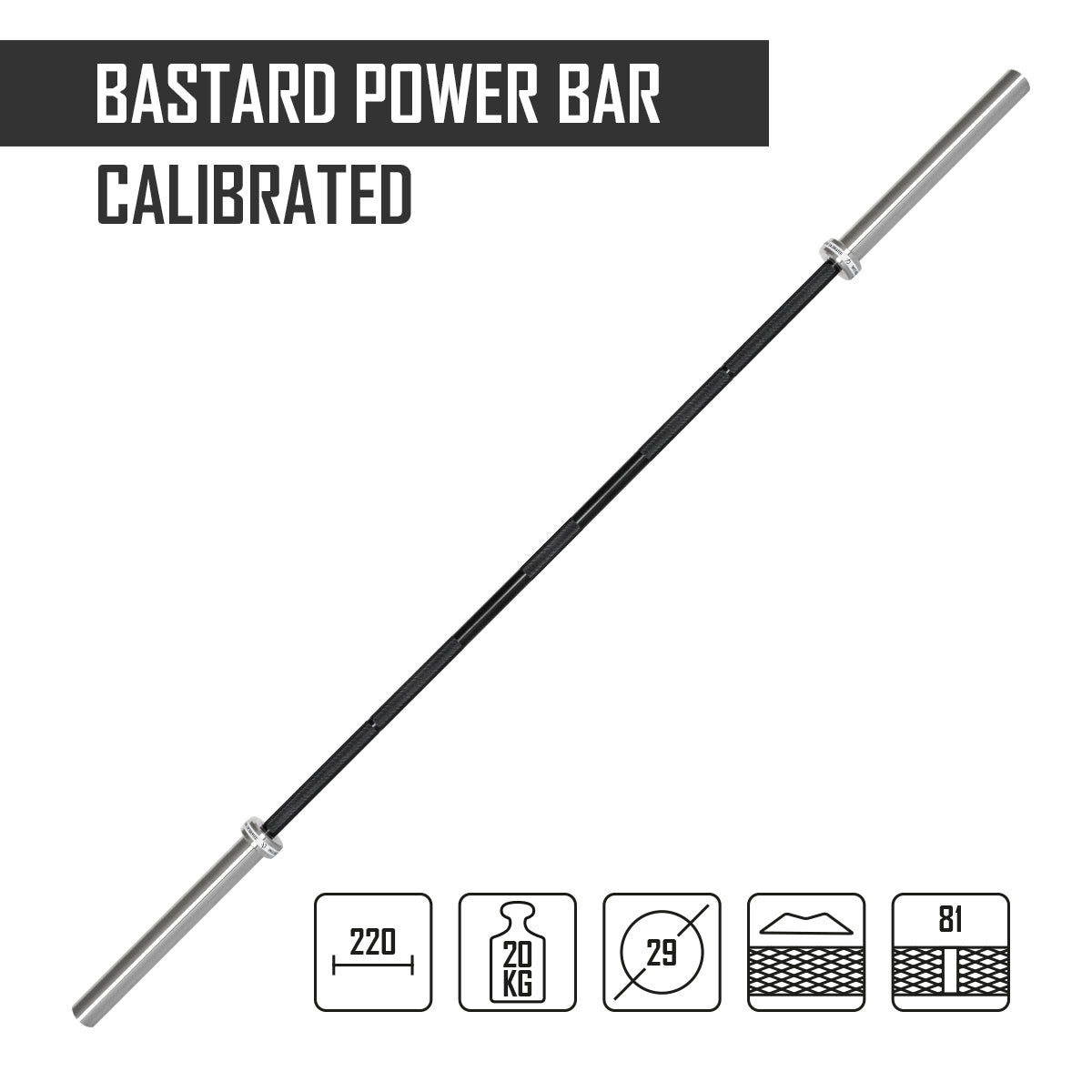 Calibrated Bastard Power Bar - Black Chrome Shaft & Bronze Bushings - Strength Shop