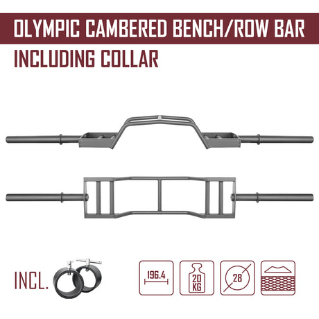 B-WARE Olympic Cambered Bench/Row Bar - 20KG - Strength Shop