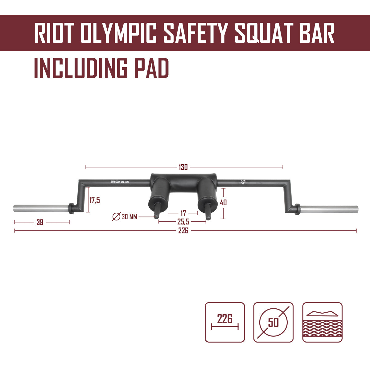 Riot Olympic Safety Squat Bar - Strength Shop