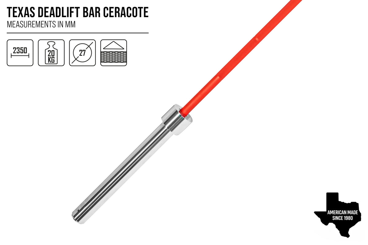 Original Texas Deadlift Bar - Chrome Sleeves, Red Bar - Strength Shop
