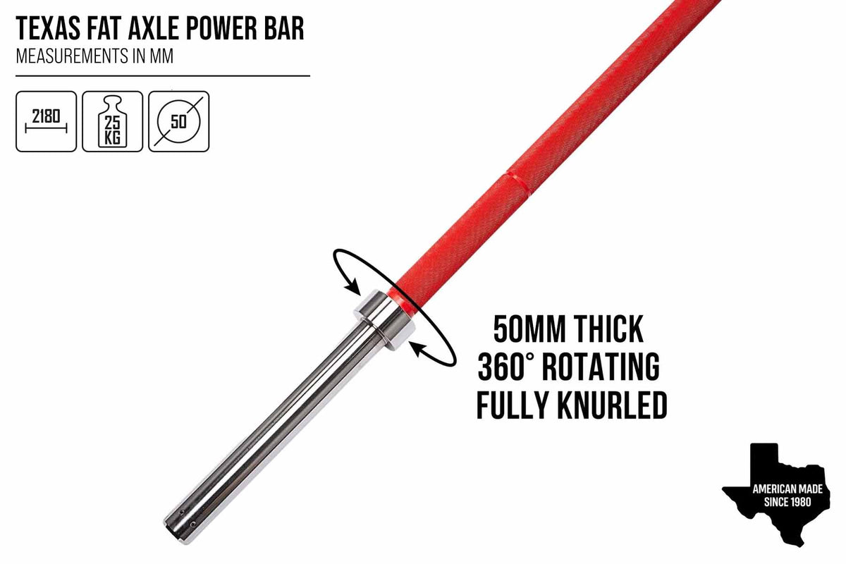 Original Texas Fat Axle Power Bar - 2" Axle - Red Cerakote - Strength Shop