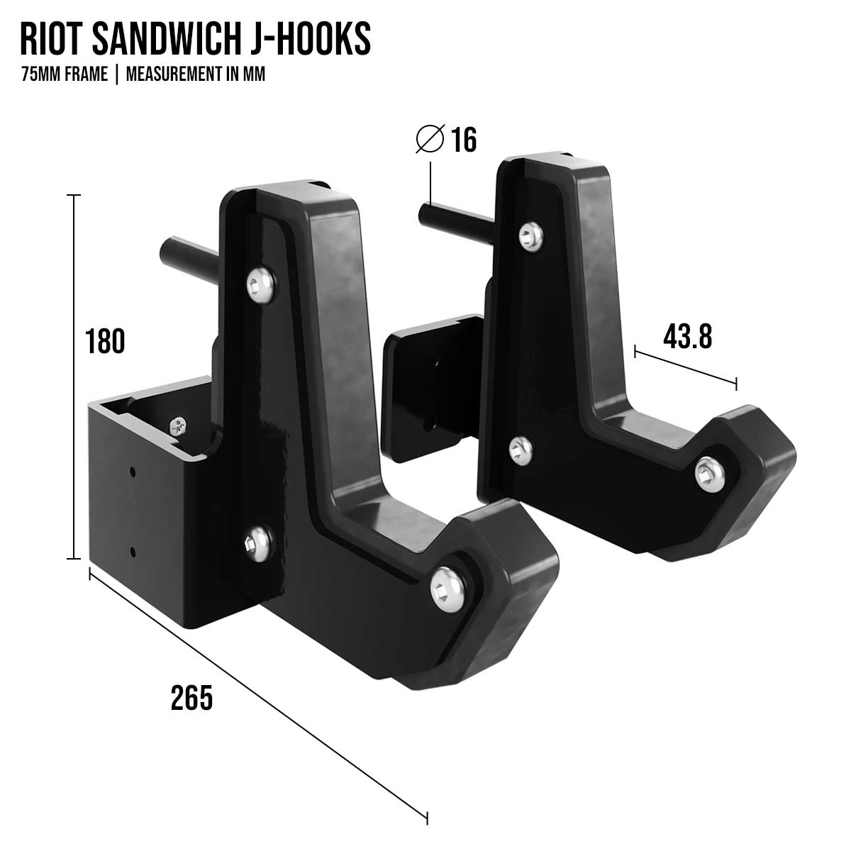 B-WARE Riot MRR 75 | Sandwich J-Hooks - Strength Shop