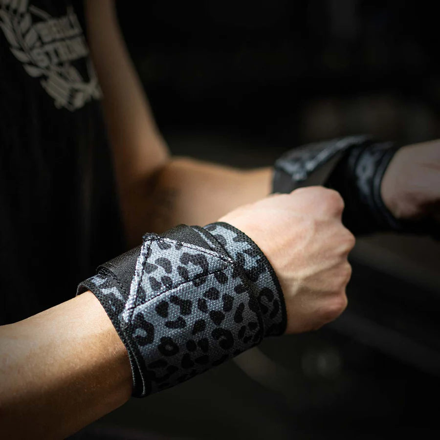 Light Wrist Wraps - Dark Leo Print – 30cm/60cm - Strength Shop