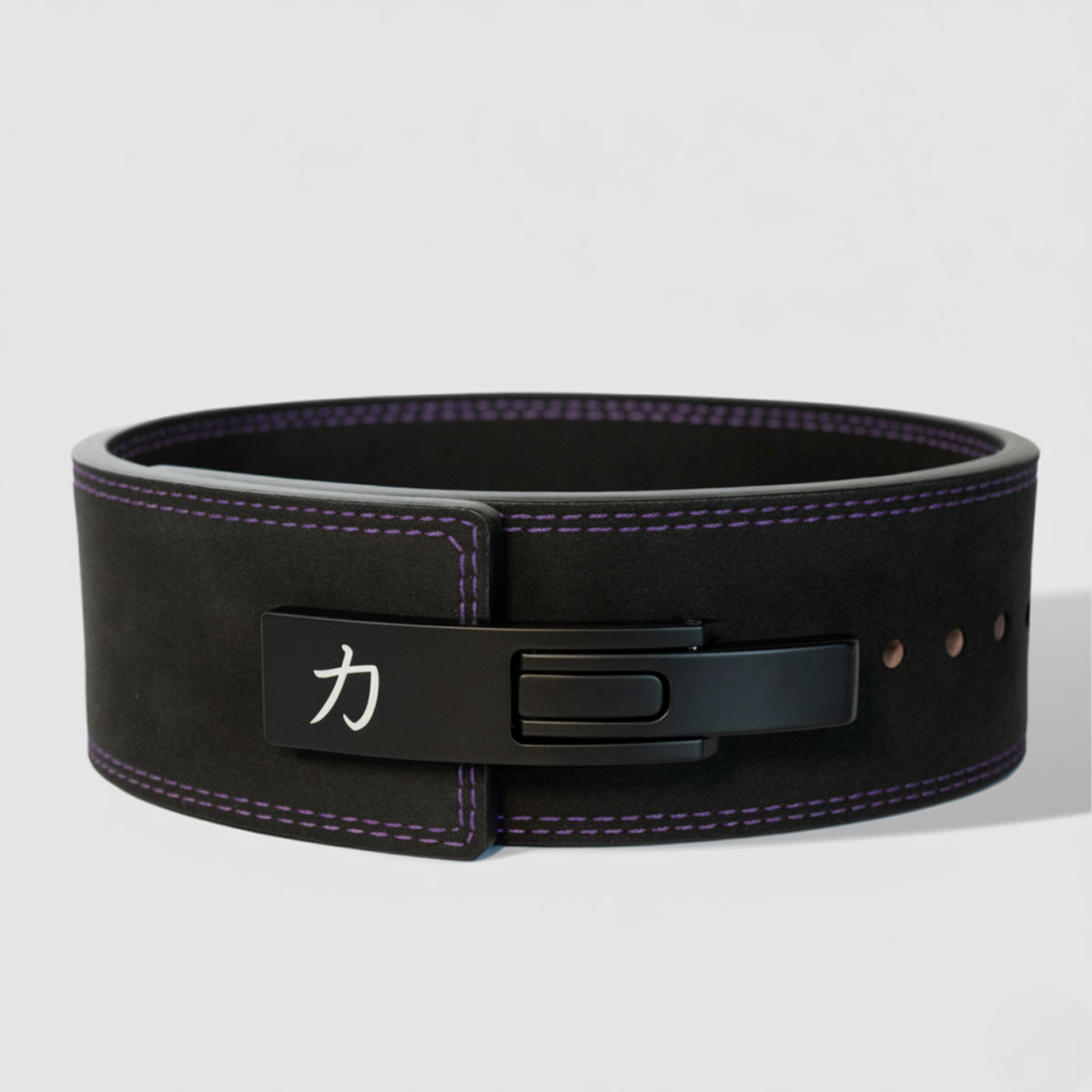 Black w/ Purple Stitching Lever Belt, 10mm - IPF Approved - Strength Shop