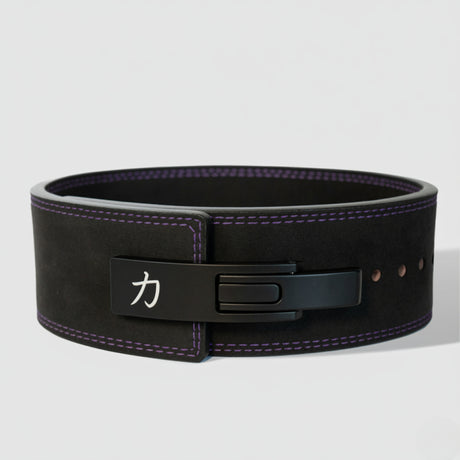 Black w/ Purple Stitching Lever Belt, 10mm - IPF Approved - Strength Shop