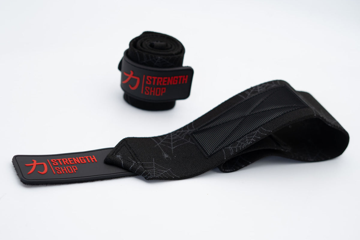 Medium Wrist Wraps, Spider print - IPF Approved, 30cm/60cm - Strength Shop