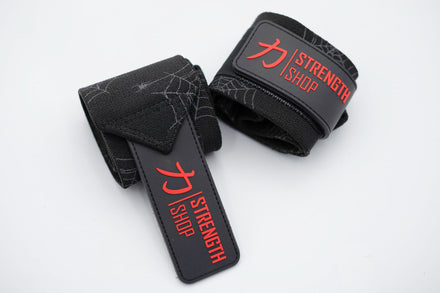 Medium Wrist Wraps, Spider print - IPF Approved, 30cm/60cm - Strength Shop