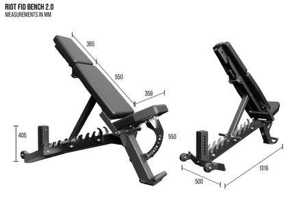 Riot FID Utility Bench 2.0 + Leg Roller | Adjustable Weight Bench Bundle