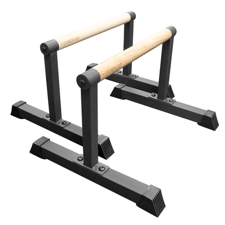 Wooden Grip Parallettes - 3 Sizes, Steel Base - Strength Shop